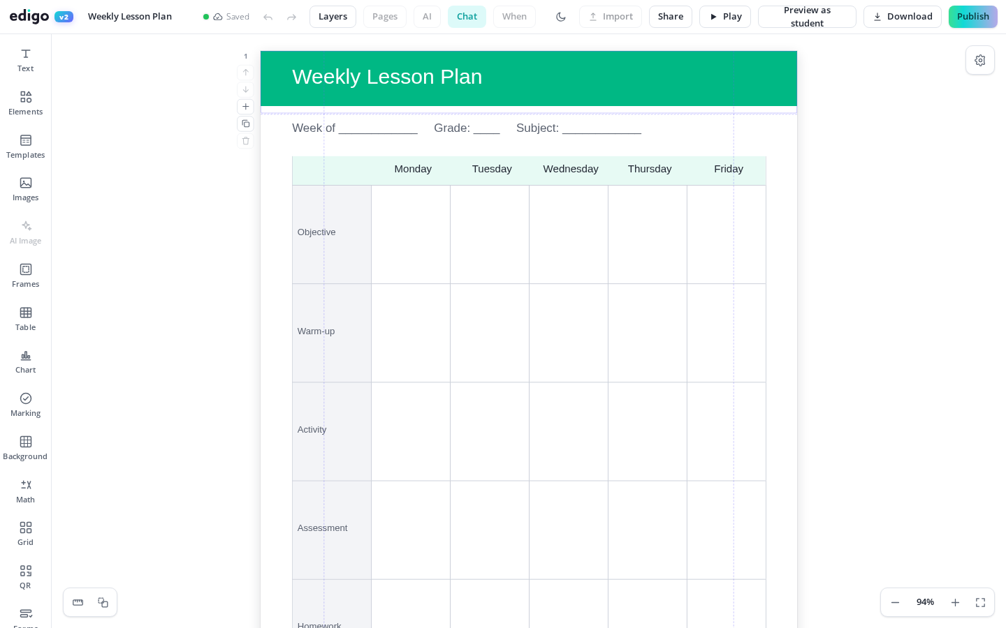 Editable Homeschool Planners & Lesson Plans shown in the Edigo editor